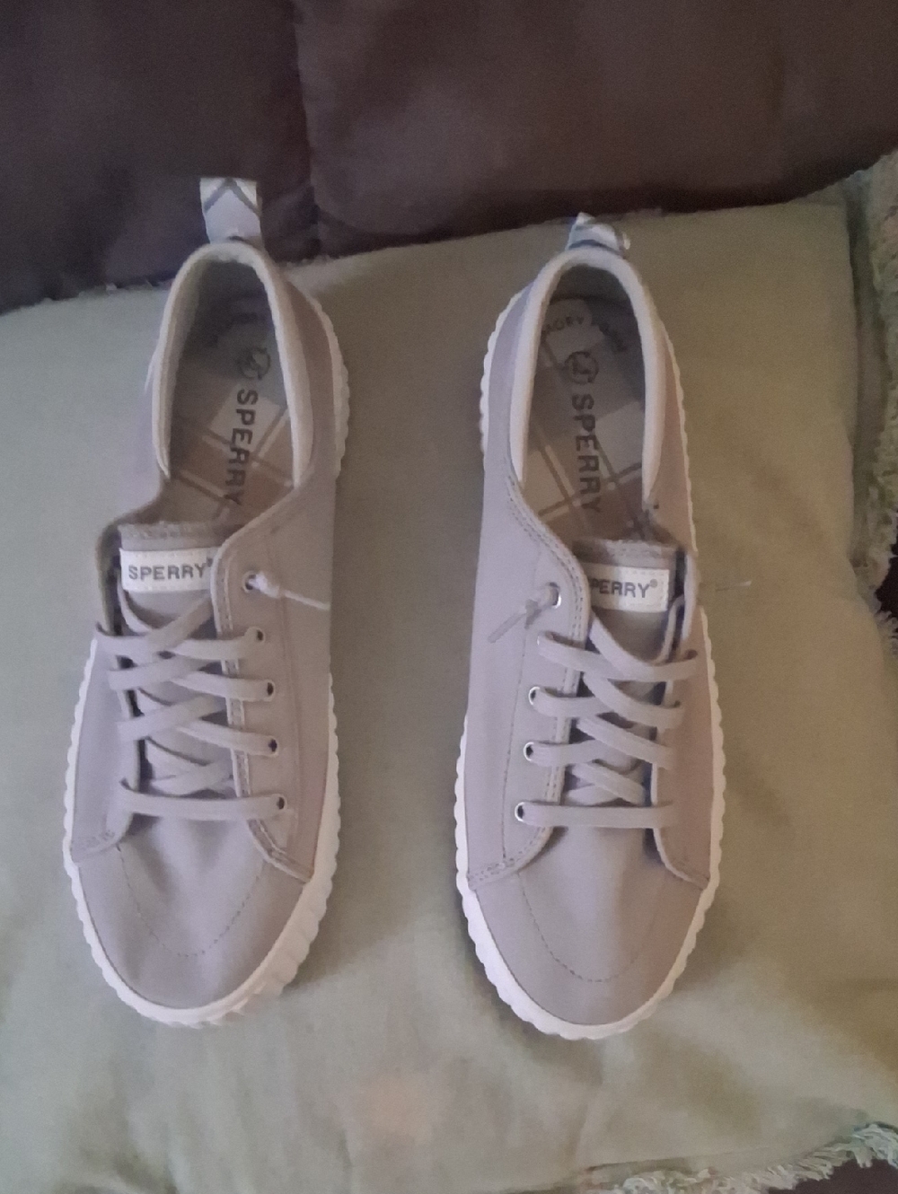 Sperry Light Gray Canvas Low-Top Sneakers